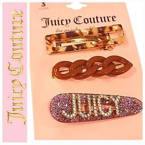Juicy Couture Logo Rhinestone 3-Piece Barett Set